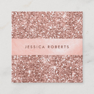 Carte De Visite Carré Rose tendance Parties scintillant or Motif Pretty