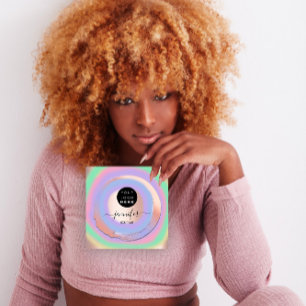 Carte De Visite Carré Rose violet personnalisé QR LOGO SHOP