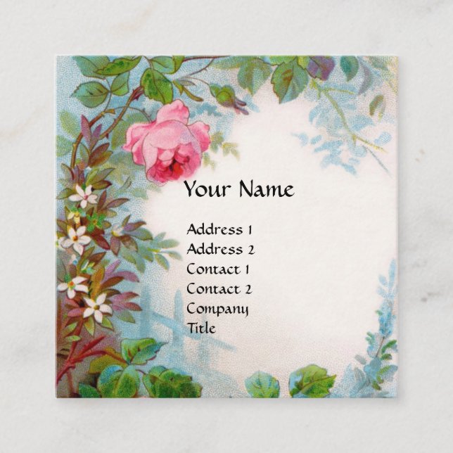 Carte De Visite Carré ROSES & JASMINES MONOGRAM GEM orange blanc (Devant)