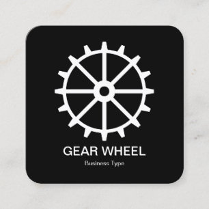 Carte De Visite Carré Roue d'engrenage 02 - Noir sur blanc