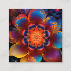 Carte De Visite Carré Rouge et bleu New Age Lotus design