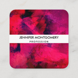 Carte De Visite Carré Rouge foncé et violet Gras & Abstrait moderne
