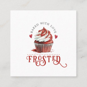 Carte De Visite Carré Rouge Velvet Baker Cupcake Logo Calligraphie Scrip