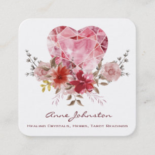Carte de visite Carré Ruby Heart and Flowers