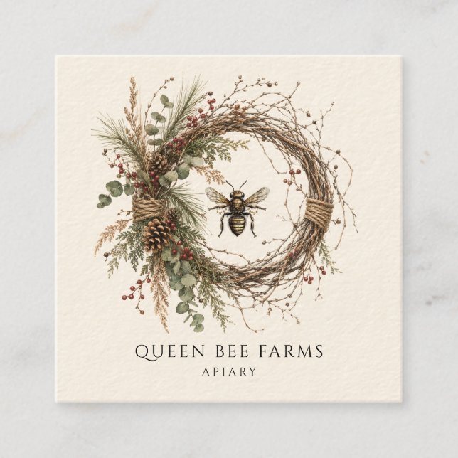 Carte De Visite Carré Rucher d'abeilles à miel rustique (Devant)