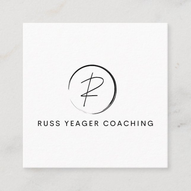 Carte De Visite Carré Russ Yeager Coaching Signature Logo (Devant)