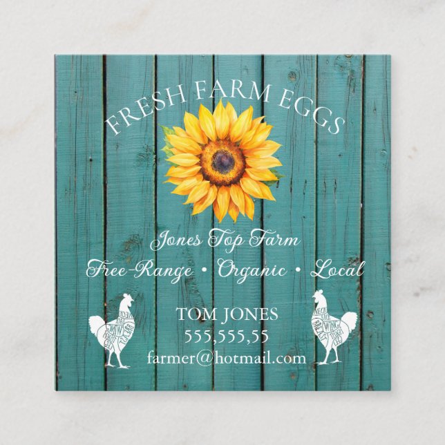 Carte De Visite Carré Rustic Chicken Egg Farmer Business Card | Poultry  (Devant)