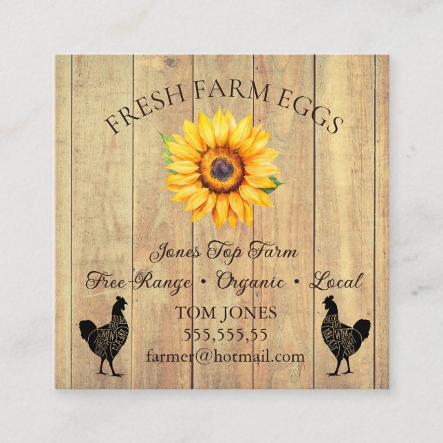 Carte De Visite Carré Rustic Chicken Egg Farmer Business Card | Poultry  (Devant)