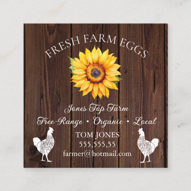 Carte De Visite Carré Rustic Chicken Egg Farmer Business Card | Poultry  (Devant)