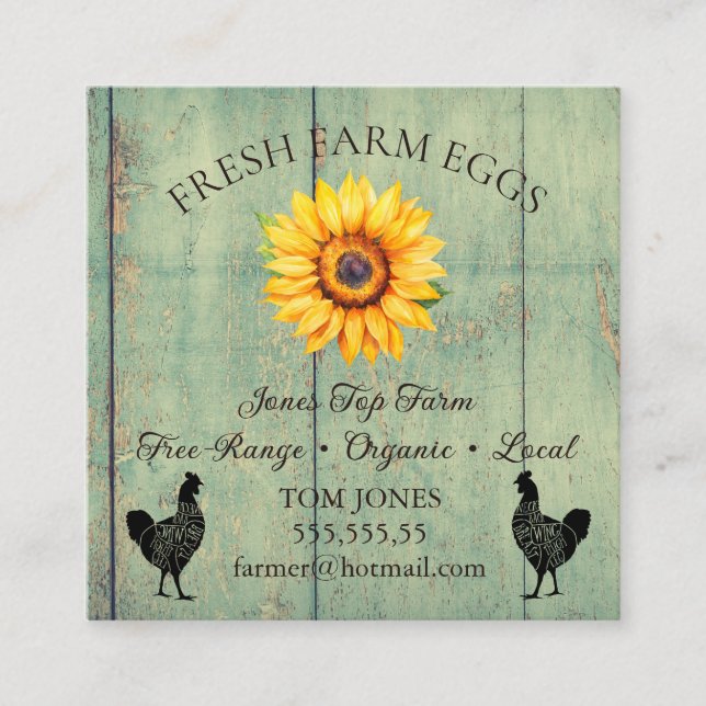 Carte De Visite Carré Rustic Chicken Egg Farmer Business Card | Poultry  (Devant)