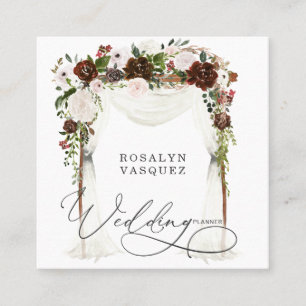 Carte De Visite Carré Rustic Country Floral Antler Wedding planner