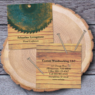 Carte De Visite Carré Rustic Green Circular Saw Woodworking Profession