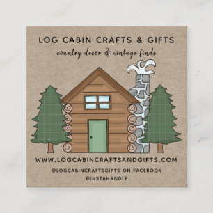 CARTE DE VISITE CARRÉ RUSTIC PRIMITIVE PAYS JOURNAL CABINE SUR KRAFT