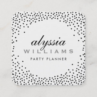 Carte De Visite Carré RUSTIQUE MINI CONFETTI mignon luxe halo noir blanc