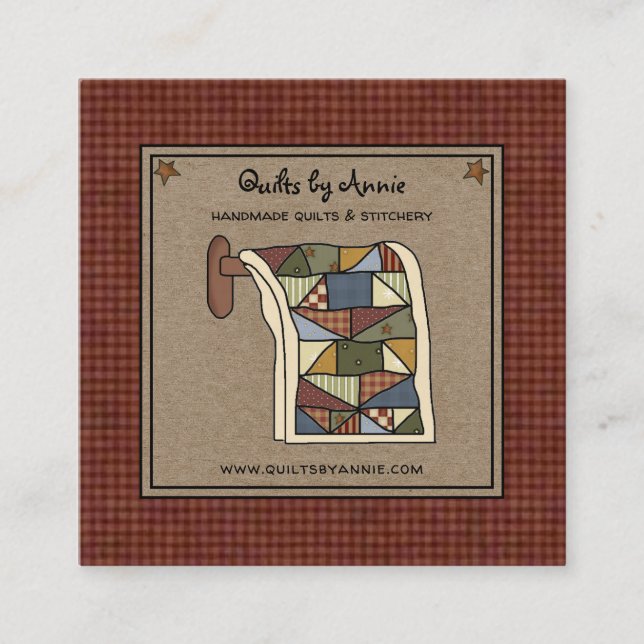 Carte De Visite Carré Rustique Pays Quilter Stitcher Artiste artisanal (Devant)