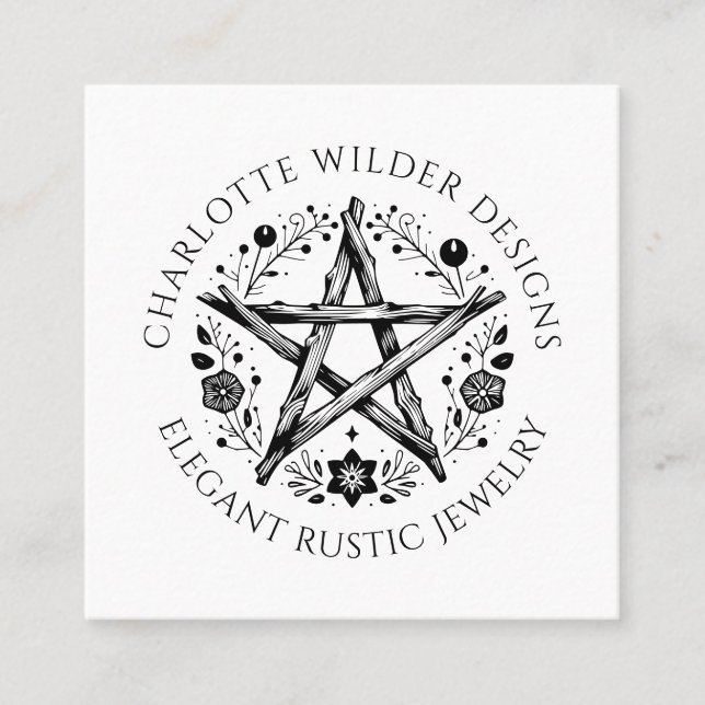 Carte De Visite Carré Rustique Wiccan Pagan Jewelry Designer QR Code (Devant)