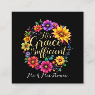 Carte De Visite Carré Sa Grâce Est Suffisante Et Inspirante.