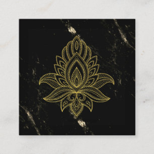 Carte De Visite Carré ~ Sacred Hamsa Gold Marbre Noir Abstrait