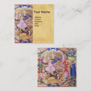 Carte De Visite Carré Saint Michael Archangel Antique Parchemin Monogram