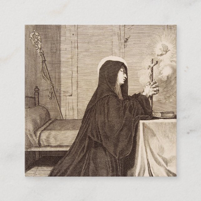Carte De Visite Carré Saint Scholastica Patroness of school (Devant)