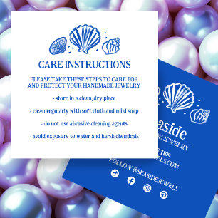 Carte De Visite Carré SAISLES Bijoux INSTRUCTIONS DE SOINS Artisanat art