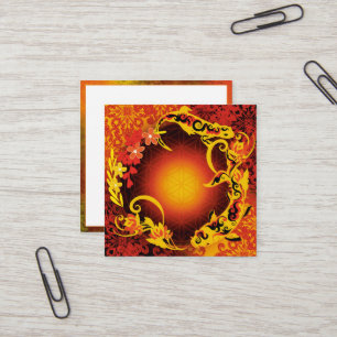 Carte De Visite Carré salamandre carpe koi Fleur de vie
