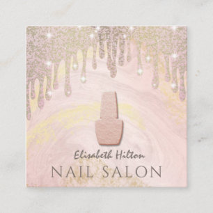 Carte De Visite Carré Salon à ongles de luxe en marbre rose pâle