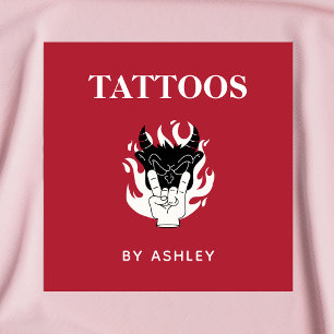 Carte De Visite Carré Salon Artiste Tattoo Shop Funky Unique Créatif Amu