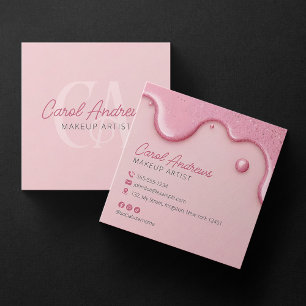 Carte De Visite Carré Salon de Beauté de Maquilleuse Lashes avec Gouttes
