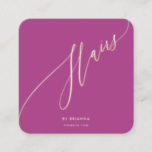 Carte De Visite Carré Salon de beauté des cheveux Coiffeur Gold Script