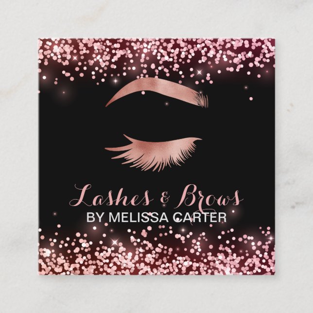 Carte De Visite Carré Salon de beauté Maquillage Artiste Brows Lash Exte (Devant)