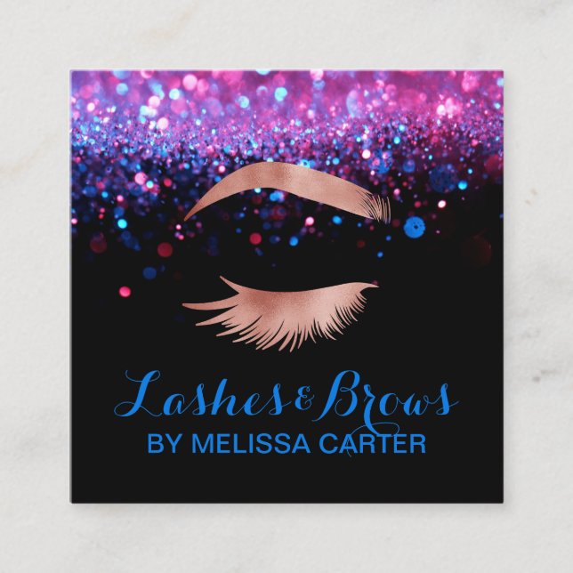 Carte De Visite Carré Salon de beauté Maquillage Artiste Brows Lash Exte (Devant)