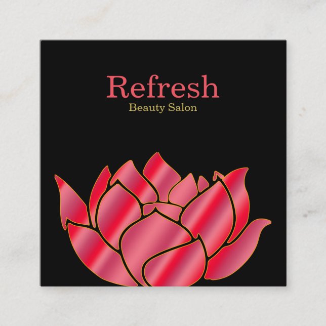 Carte De Visite Carré Salon de beauté moderne Aquarelle rose Lotus Flowe (Devant)