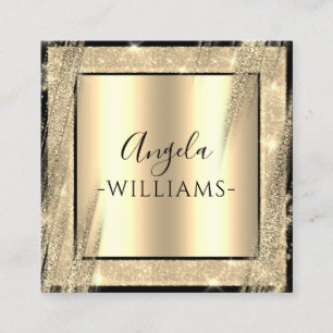 Carte De Visite Carré Salon de Beauté Unique Mode Code QR Or Noir