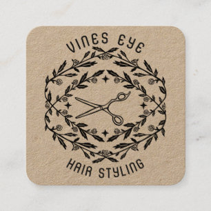 Carte De Visite Carré Salon de cheveux ciseaux Vins Rose Magique Boho Kr