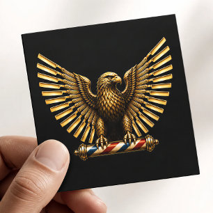 Carte De Visite Carré Salon de coiffure Luxe Aigle Doré Logo Coiffeur