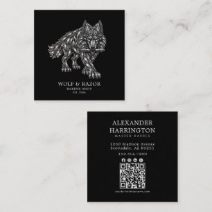 Carte De Visite Carré Salon de coiffure Silver Wolf Professionnel Code Q