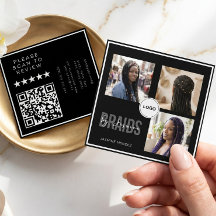 Salon de tressage Black Square 3-Photo Collage QR