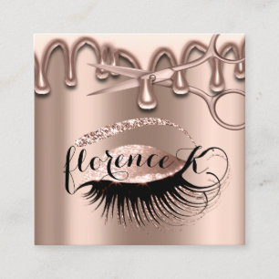 Carte De Visite Carré Salon des cheveux coiffeur Brows Eyelashes Rose mo