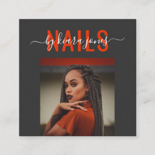 Carte De Visite Carré Salon moderne à ongles Signature de script photo