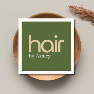 Carte De Visite Carré Salon Moderne Minimaliste Faux Métal Vert Olive Gr