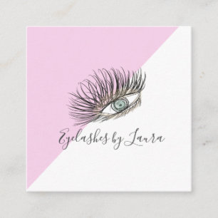 Carte De Visite Carré Salon rose Oeil Levé À La Main