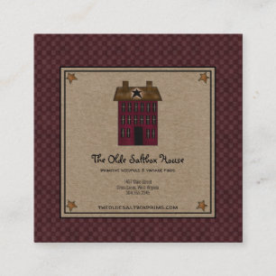 Carte De Visite Carré Saltbox House primitive Rusty Star Kraft