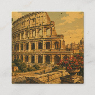 Carte De Visite Carré Salutations de Rome, Italie Voyage Vintage