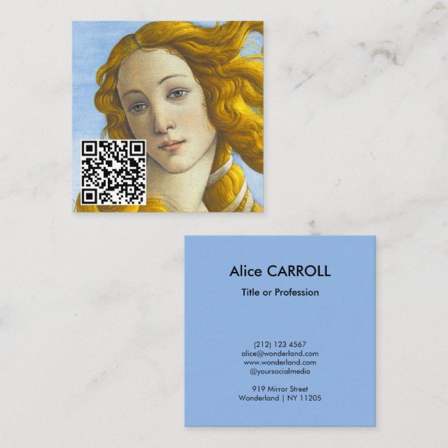 Carte De Visite Carré Sandro Botticelli - Naissance de Vénus - Code QR (Devant / Derrière)