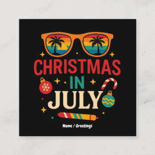 Carte De Visite Carré Santa Claus Lunettes de soleil plage Noël en juill