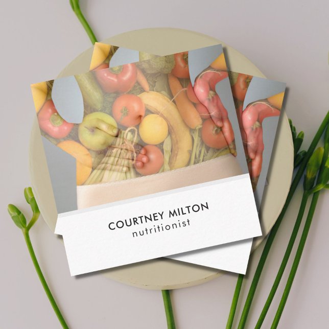 Carte De Visite Carré Santé élégante moderne de nutritionniste de photo (Créateur téléchargé)