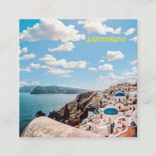 Carte De Visite Carré Santorin, Grèce Beach House (Devant)