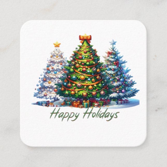 Carte De Visite Carré sapin de Noël  (Devant)