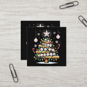 Carte De Visite Carré Sapin de Noël de baseball